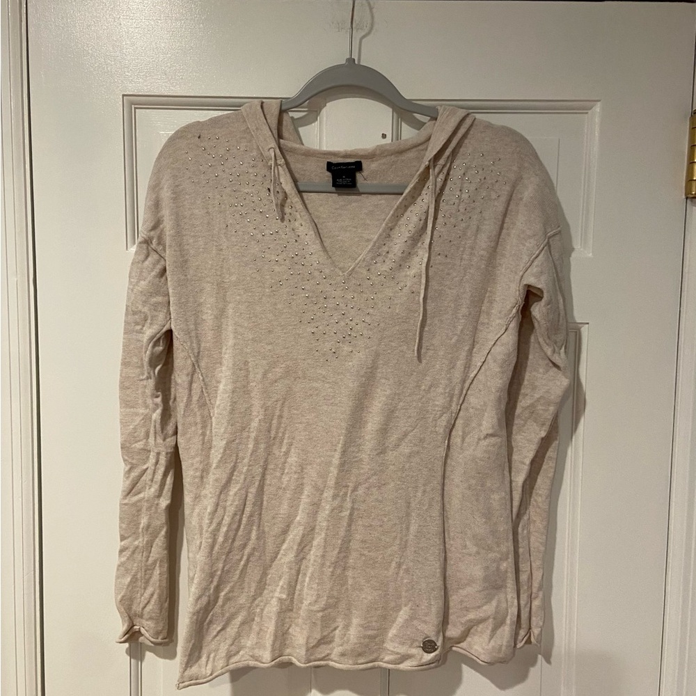 Calvin Klein Oatmeal Hooded Sweater – Size Medium